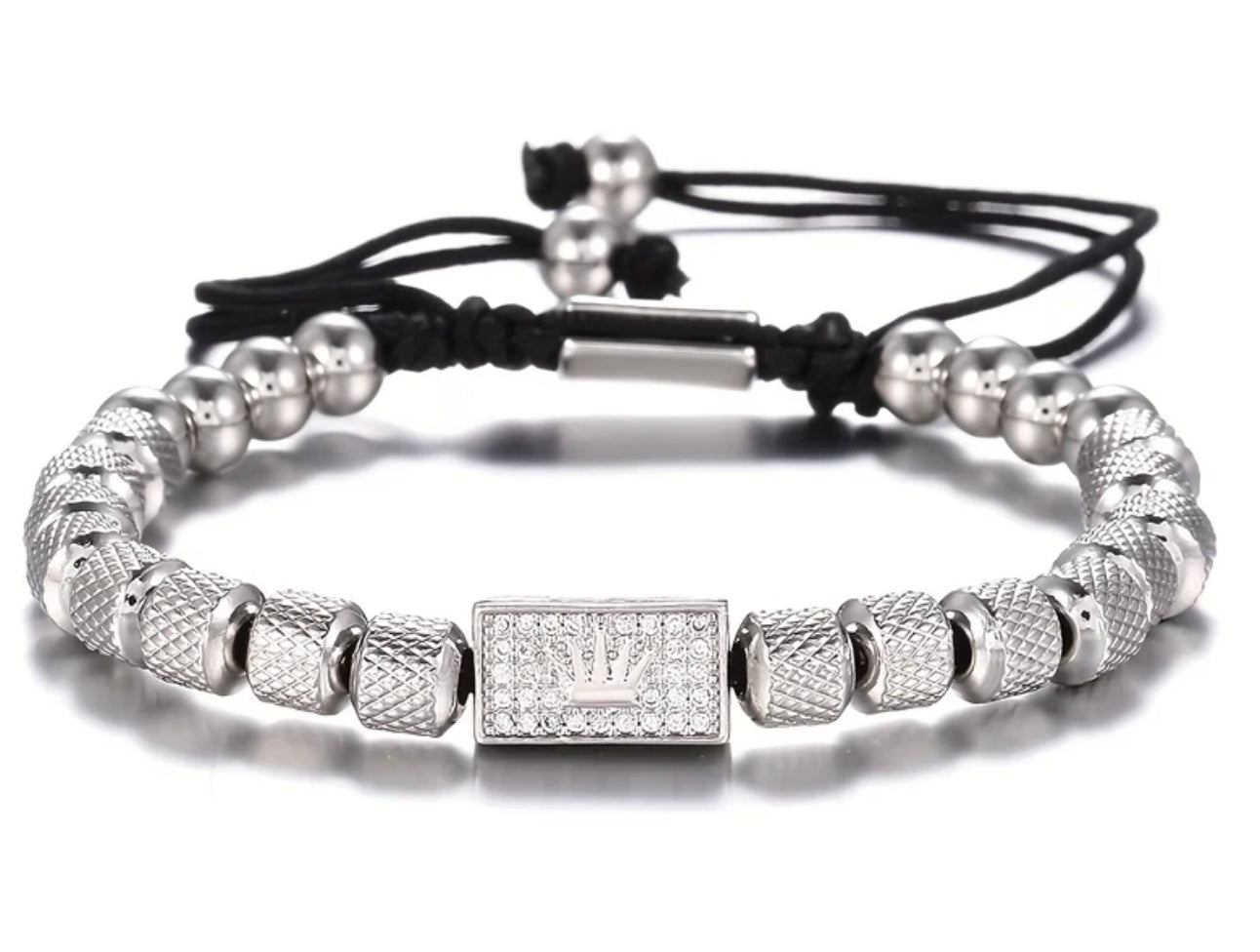 Mens Beaded Inlay Zircon Bracelet