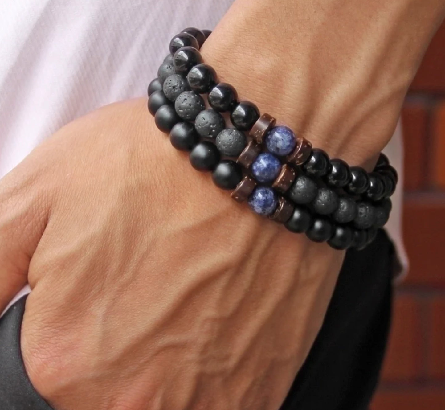 Mens simple Natural stone beaded bracelet
