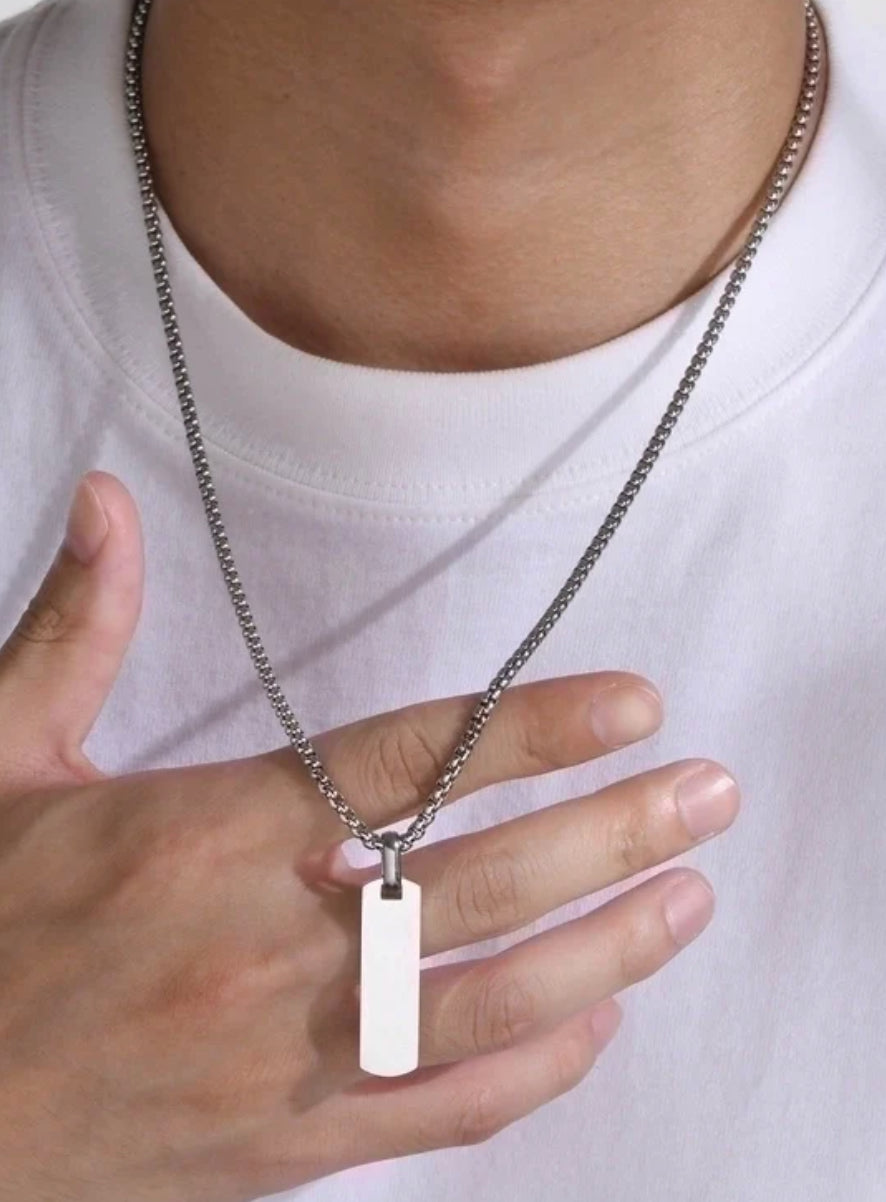 Mens simple style Square Pendant Chain