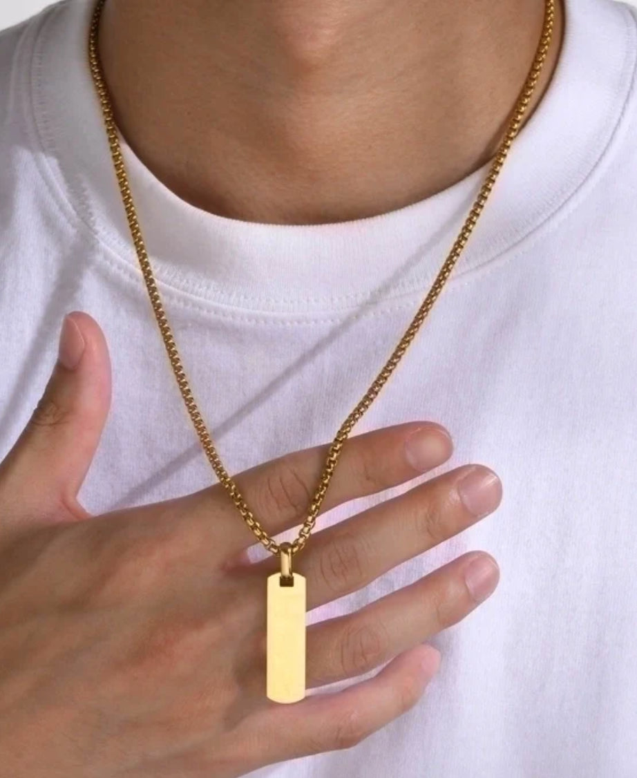 Mens simple style Square Pendant Chain