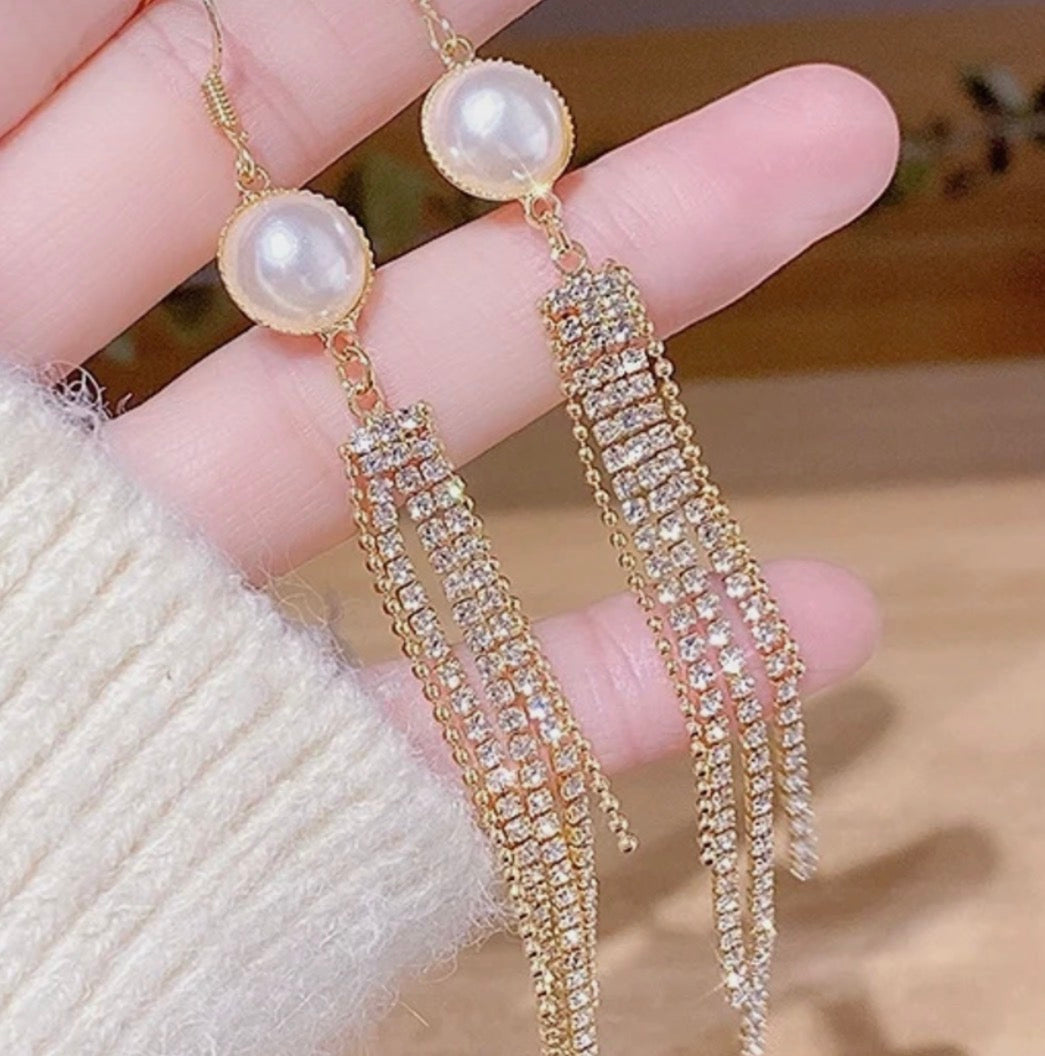 Opal Diamond Dangle Earrings