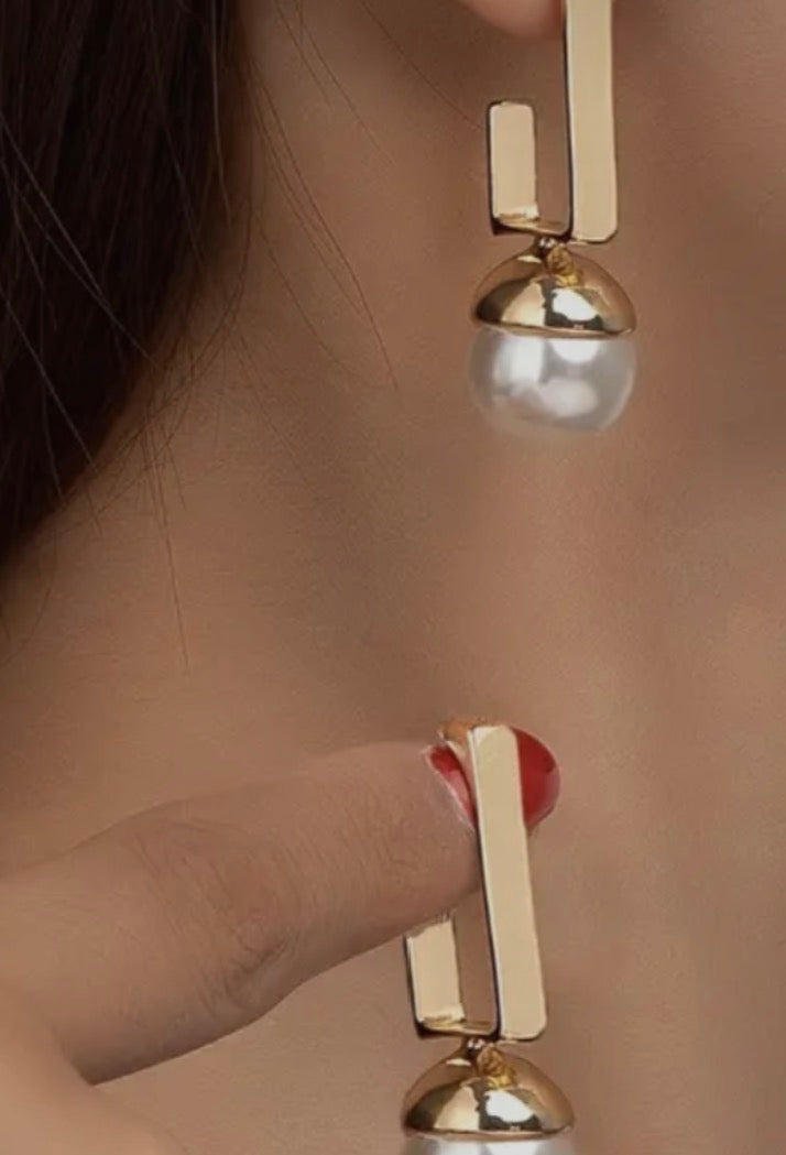 Gold Pearl Embellished Earrings